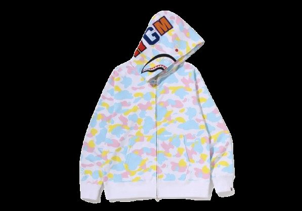 NEW MULTI CAMO SHARK FULL ZIP HOODIE